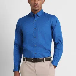 Peter England Blue Cotton Slim Fit Printed Shirt-picture-40