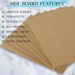 EDUWAY 30x45 cm MDF Board Wood Sheet Natural Wood Tone with 4 mm Thickness for Mandala Art, Lippan Art, Resin Art, Craft Projects (Pack of 8) image 3