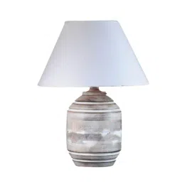 Kapoor Lamp Shades Distress White Wood Bradbury Carved Table Lamp image 3