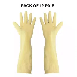 Swavind Safety Hand Gloves High-Quality Natural Rubber Skin Color Free Size (Pack of 12 Pair) image 2