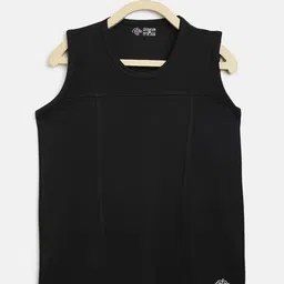 CHIMPRALA Boys Black Solid Round Neck Sleeveless Vest Sports T-shirt-picture-17
