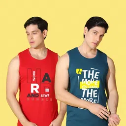 WOOSTRO Men Pack of 2 Typography Printed Round Neck T-shirts image 5