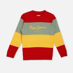 Pepe Jeans Kids Red Color Block Sweatshirt-image-38