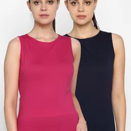 appulse Women Pack Of 2 Pink & Navy Blue Solid Round Neck T-shirt-picture-46