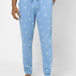 Ajile by Pantaloons Light Blue Cotton Slim Fit Printed Nightwear Joggers-picture-32