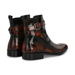 MILLE DOLLARI Men Printed Regular Leather Mid-Top Boots With buckle closer image 2