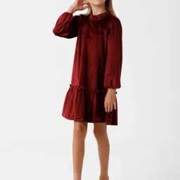 Kate & Oscar Kids Wine Regular Fit Full Sleeves Dress image 2