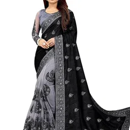Moda Rapido Embellished Embroidered Net Half and Half Saree-picture-36