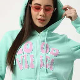 R&B Light Green Cotton Graphic Print Hooded Jacket-picture-10