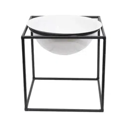 Homesake Black & White Metal Planters With Decorative Stand Vases image 3