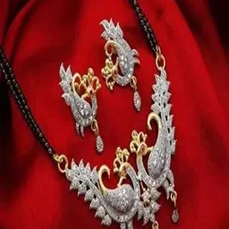 Jaimy Silver-Plated Artificial Stones Studded And Beaded Mangalsutra-picture-28
