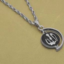 Silver plated Black enamel Allah word swivel coin chain pendant-image-54