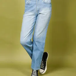 Lilpicks Couture Double Shaded Solid Straight Denim Jeans - Blue-image-61