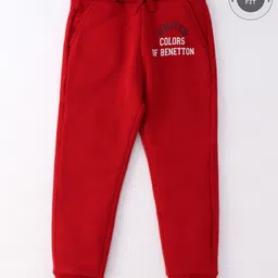 UCB Knit Full Length Lounge Pants Solid Colour Text Print - Red-image-26