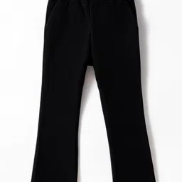 kookie kids india Kookie Kids Woven Full Length Solid Flared Pant With Pockets - Black-picture-35