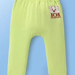 Babyoye Disney Interlock Full Length Diaper Leggings With 101 Dalmatians Graphic Pack of 2 - White & Light Green image 2