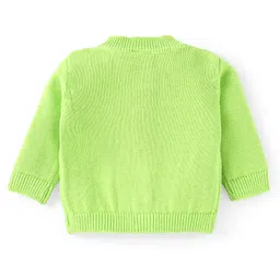 Babyhug Knitted Full Sleeves Front Open Sweater with Bear Embroidery - Light Green image 2