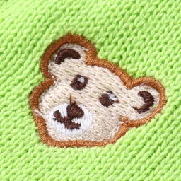 Babyhug Knitted Full Sleeves Front Open Sweater with Bear Embroidery - Light Green image 3
