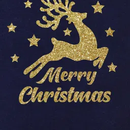 FFlirtygo Christmas Theme Cotton Half Sleeves Merry Christmas Printed T-Shirt - Navy image 4