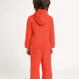 Somersault Full Sleeves Brand Name Embroidered Hooded Sweatshirt With Coordinating Joggers Set - Red image 4