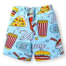 Babyhug Cotton Single Jersey Knit Mid Thigh Shorts with Food Print Pack of 2 - Red & Light Blue image 3