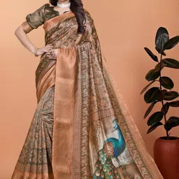 Vovar Ethnic Motifs Silk Blend Saree-image-51