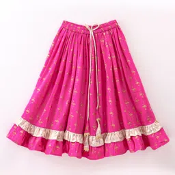 Twisha Denim Woven Sleeveless Butterfly Embroidered Beads Embellished Lehenga Choli Set - Blue & Pink image 5