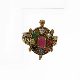 R G MART Men Gold-Plated Kachua Navratan Finger Ring-picture-36