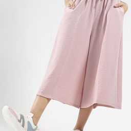 Sera Women Pink Cotton Nylon Wide-Leg High-Waist Capris-picture-19