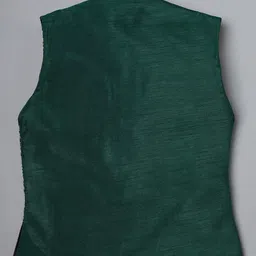 Ridokidz Full Sleeves Solid Kurta & Pyjama With Leaves Embroidered Jacket Set - Green image 5