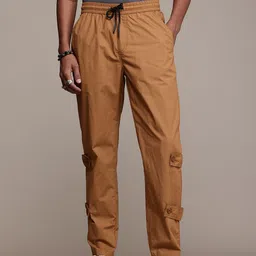 The Roadster Life Co. Men Relaxed Loose Fit Pure Cotton Trousers-image-4