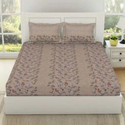 SPACES Lattice Mauve Morn Cotton 144 TC Large King Size Bedsheet With Pillow Covers-picture-13