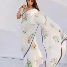 Civamee Ethnic Motifs Poly Chiffon Designer Saree-image-2