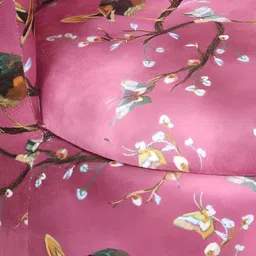 Shadowkart Set Of 2 Magenta-Pink & Brown Printed Wooden Ottomans image 5