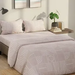 Nautica Baby Pink Cotton Geometric 135 TC King Bedsheet - Set of 4 image 2