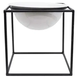 Homesake Black & White Metal Planters With Decorative Stand Vases image 4