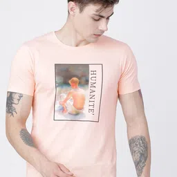 HIGHLANDER Men Peach-Coloured Printed Round Neck T-shirt-picture-29