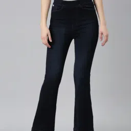 showoffff SHOWOFF Dark Blue Denim Flared Fit Mid Rise Jeans-picture-15