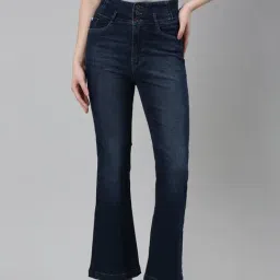 showoffff SHOWOFF Dark Blue Denim Flared Fit Mid Rise Jeans-picture-38