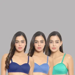Women Cotton Blue,L-Blue,Green Padded Non-Wired Lingerie Bra Sport wear Gym Crop Tank Top-image-25