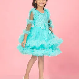 YK Girls Net Fit & Flare Dress image 2