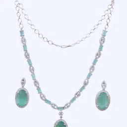 Opal Touch Rhodium-Plated Cubic Zirconium Studded Jewellery Set image 2