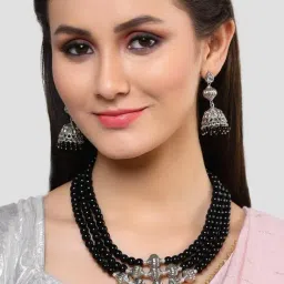 Karatcart Black Necklace & Earring Set for Women-picture-34