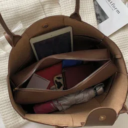 PURPLEHUNT Colourblocked Leather Oversized Structured Tote Bag image 2