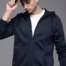 Nike Men Navy Blue Solid Therma Fit Hooded Training Sporty Jacket-picture-17