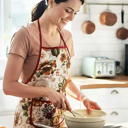 Aura Red Printed Waterproof Apron With Front Pocket image 2