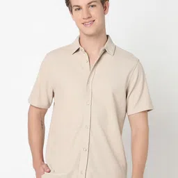 R&B Spread Collar Short Sleeves Cotton Shirt-picture-32