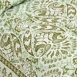 CLOTHOLOGY Green & White Ethnic Motifs 180 TC King Bedsheet with 2 Pillow Covers image 2