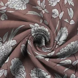 WEAVE AND DECOR Brown Floral Microfiber 300TC Fitted Double Queen Bedsheet Set-1.82mx1.82m image 4