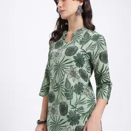 Anouk Rustic Tropical Printed Mandarin Collar Straight Kurti image 4